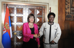 22 February 2019 National Assembly Speaker Maja Gojkovic and Ugandan Parliament Speaker Rebecca Kadaga